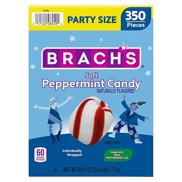BRACH’S SOFT PEPPERMINT CANDY, INDIVIDUALLY WRAPPED PIECES, 61.7...