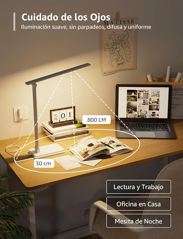 Lámpara Escritorio LED 800 LM Regulable Blanco