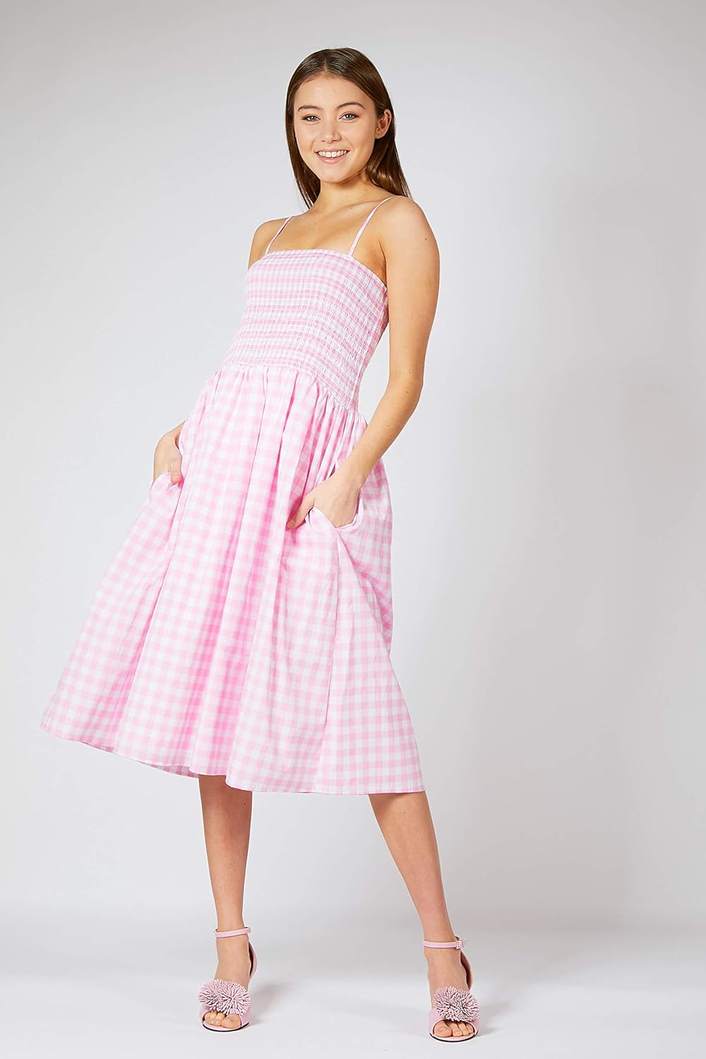 pink gingham sundress