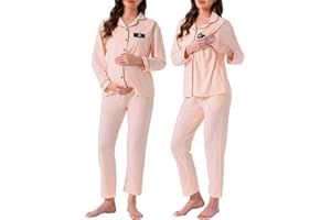 cheibear Womens Nursing Pajamas Pregnancy Sleepwear Button Down Breastfeeding Maternity Postpartum Lounge Sets