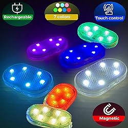 FICBOX 3Pcs Car LED Lights Interior,7 Colors LED