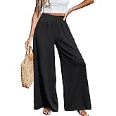 LOOKBOHO Women's Wide Leg Pants - 2026 Summer Loose Fit High Waist Travel Flowy Palazzo Casual Smock Baggy Slacks