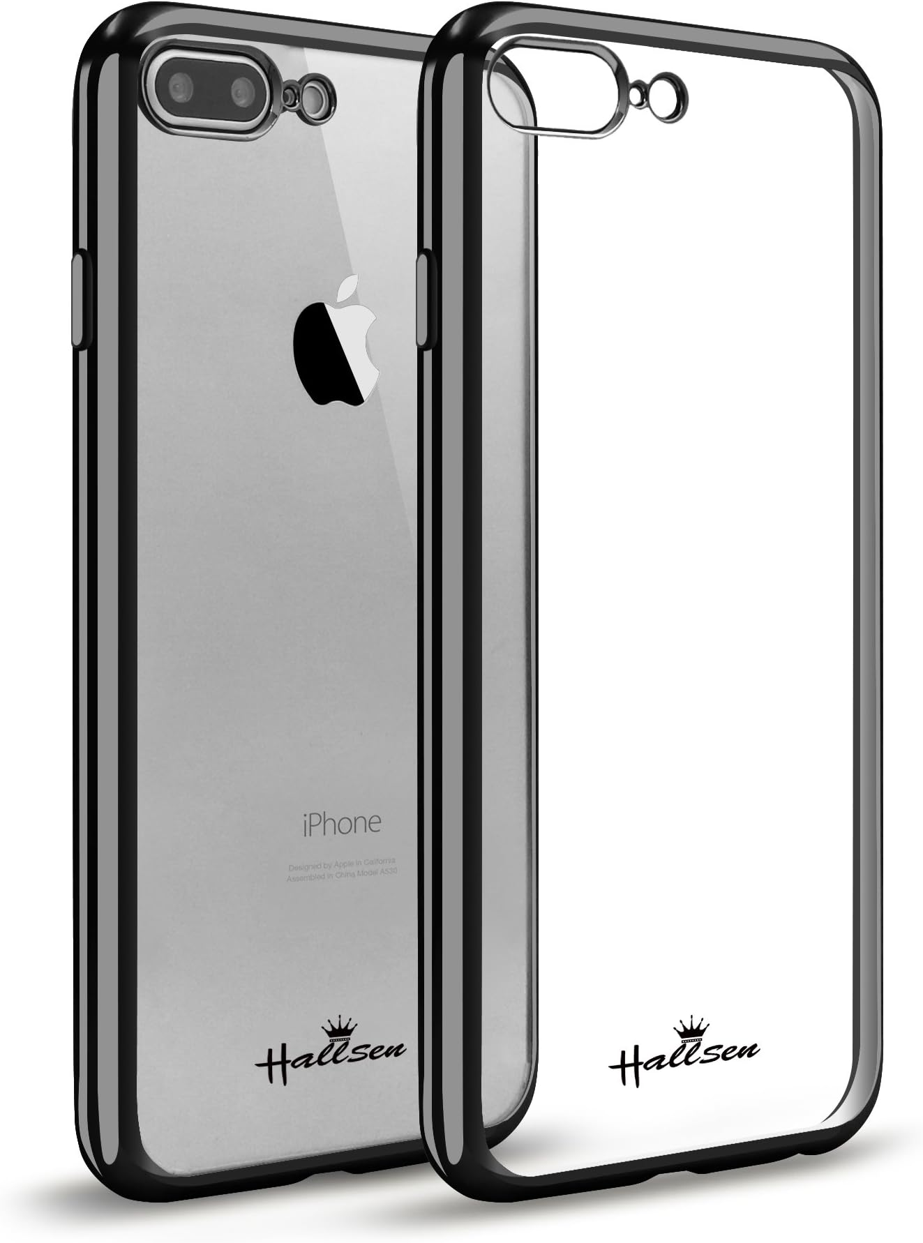 iPhone 7/8 Plus Case,Hallsen [Electroplating TPU] Ultra-Slim Transparent Crystal Clear Anti-Scratch Flexible Soft TPU Case Cover for Apple iPhone 7 Plus/iPhone 8 Plus 5.5inch - Black