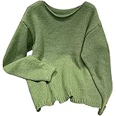 RoseSeek Women's Boat Neck Long Sleeve Sweaters Knit Loose Sweater Pullover Jumpers