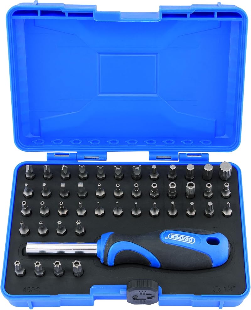 Draper 45 Piece Security Screwdriver Set 25mm 1/4 inch Bits Magnetic Driver Kit