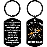 ITHKIRHO Electrician Gifts Men Keychain Kit - Black God Please Watch Over Us Electrician Prayer Keyring Accessories For Him Husband Boyfriend Dad Father'S Day Thanksgiving Christmas Party Decorations