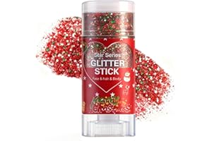 MINILING Red Green and White Body Glitter Stick, Christmas Hair Glitter for Kids,Xmas Party Festivel Accessories Outfits for Women Face Glitters Makeup, Long Lasting Chunky Sequins Gel for Christmas (Red)