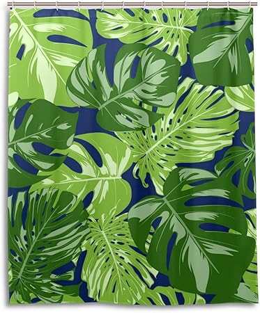 Orediy Grüner Palmenblatt-Duschvorhang aus wasserdichtem Polyester mit