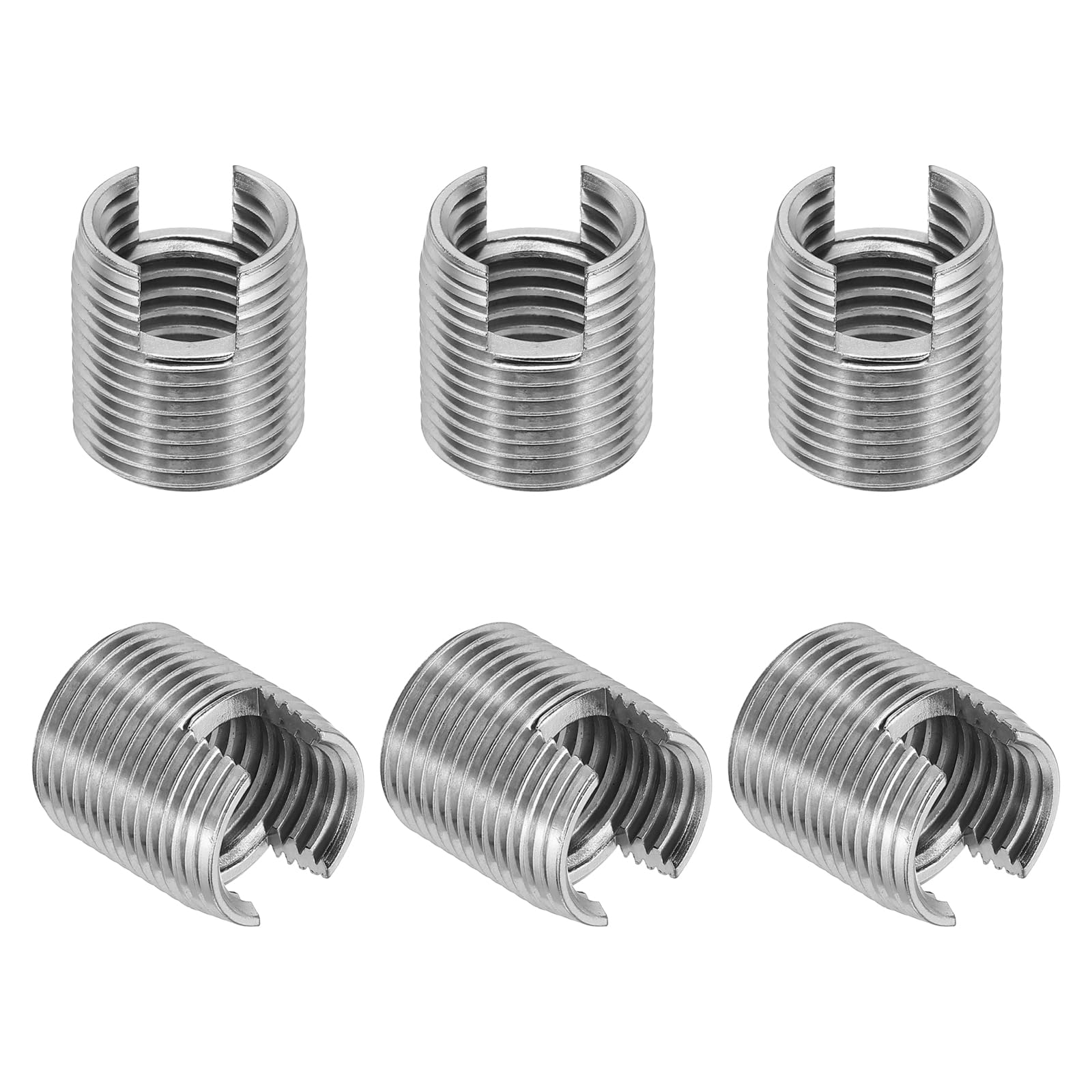 PATIKIL Self-Tapping Threaded Inserts, 6 Pcs M16 x M20 x 22mm 303 Stainless Steel Thread Adapter Reducer Slotted Screw Repair Inserts Nuts Sleeve