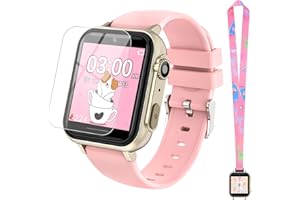 cjc Smart Watch for Kids Gift for Girls Ages 4-12 - Includes Screen Protector, 30+ Games, 140 Learning Cards, HD Touch Screen, Camera, Music, Pedometer - Fun & Educational Birthday Gift Idea (Pink)