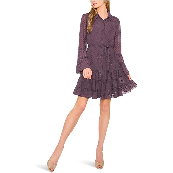 CeCe Tiered V-Neck Babydoll Dress Cameo Coral XS at Amazon Women's Clothing  store