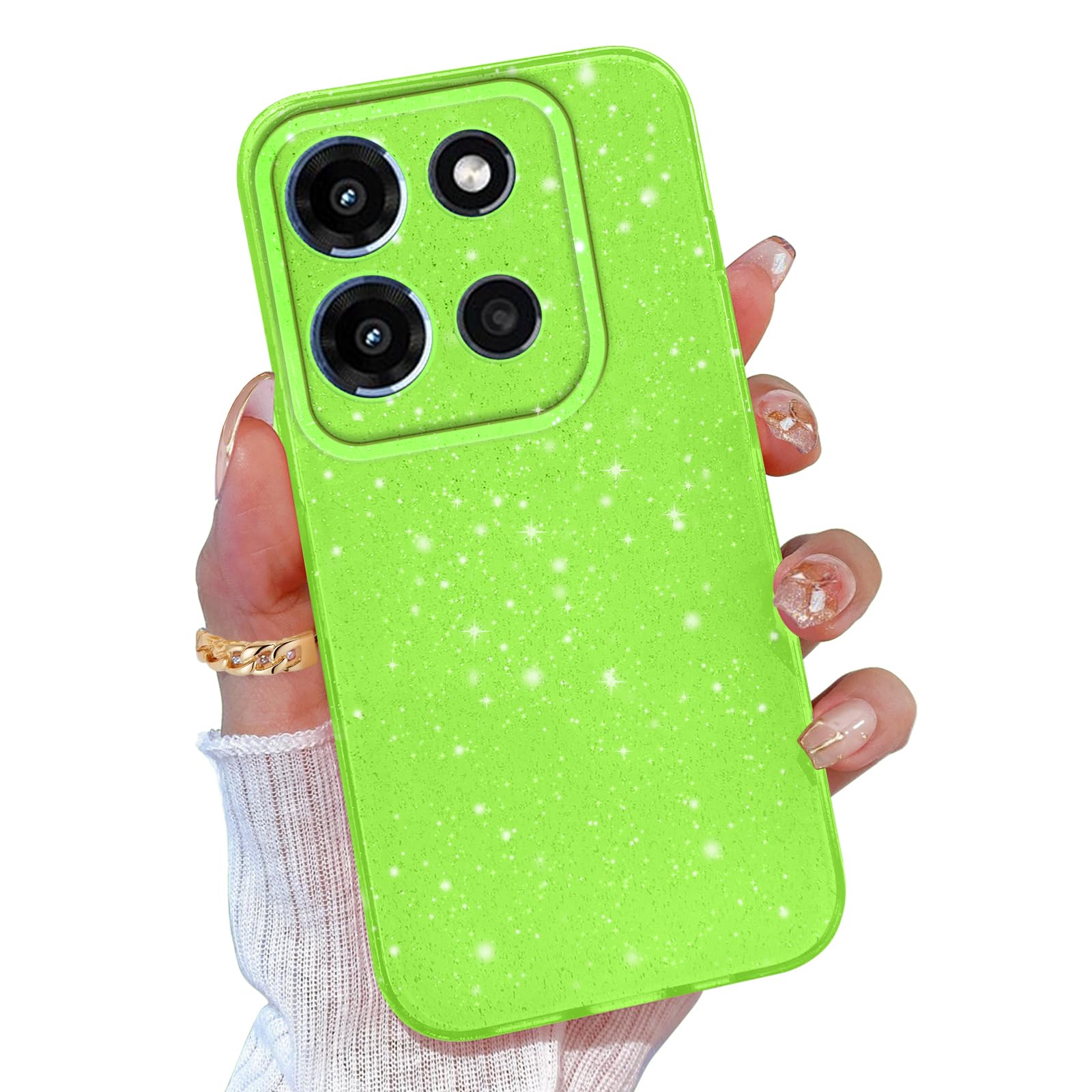 TURYXIA for Moto G 5G 2025 Case Glitter, for Motorola Moto G 5G 2025 Case for Women Girls Girly Cute Sparkly Bling Neon Bright Color Slim Soft Phone Case Cover, Green