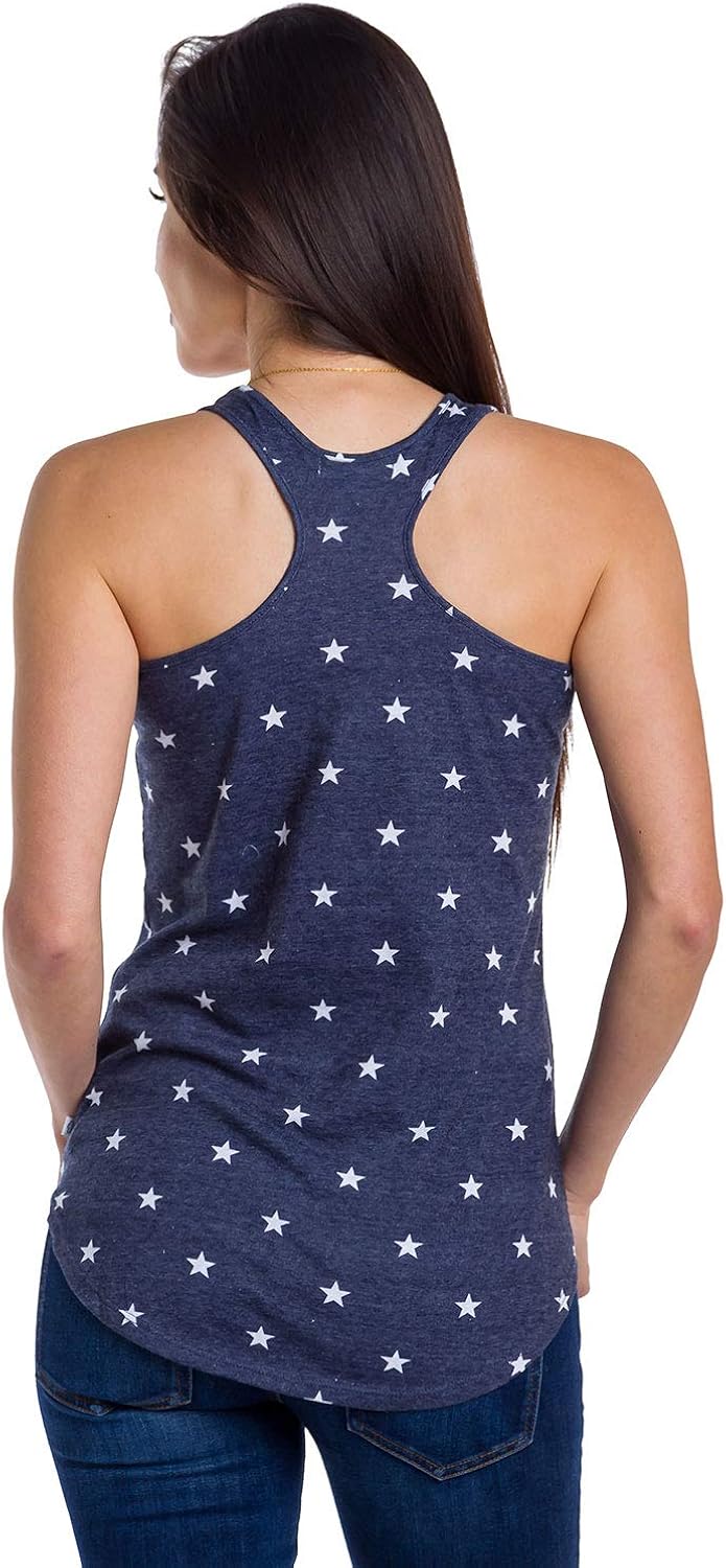 Tipsy Elves Women's Gold Foil USA Shirt - Blue Patriotic USA Tank: Clothing
