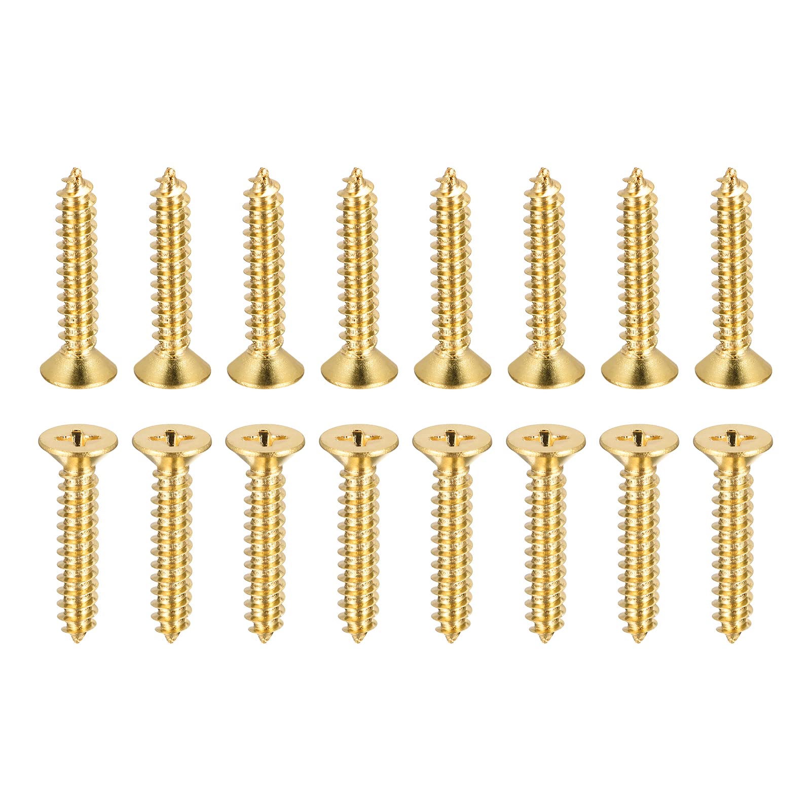 DTGN M5x25mm(DxL) Brass Phillips Wood Screws - 48Pack - Good for Wood Crafts, Furniture - Countersunk Head Self-Tapping Screw - Brass Tone