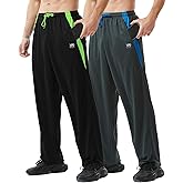 ZEROWELL Men’s Athletic Pants with Zipper Pockets Open Bottom Lightweight Sweatpants, for Workout, Running, Gym, Training