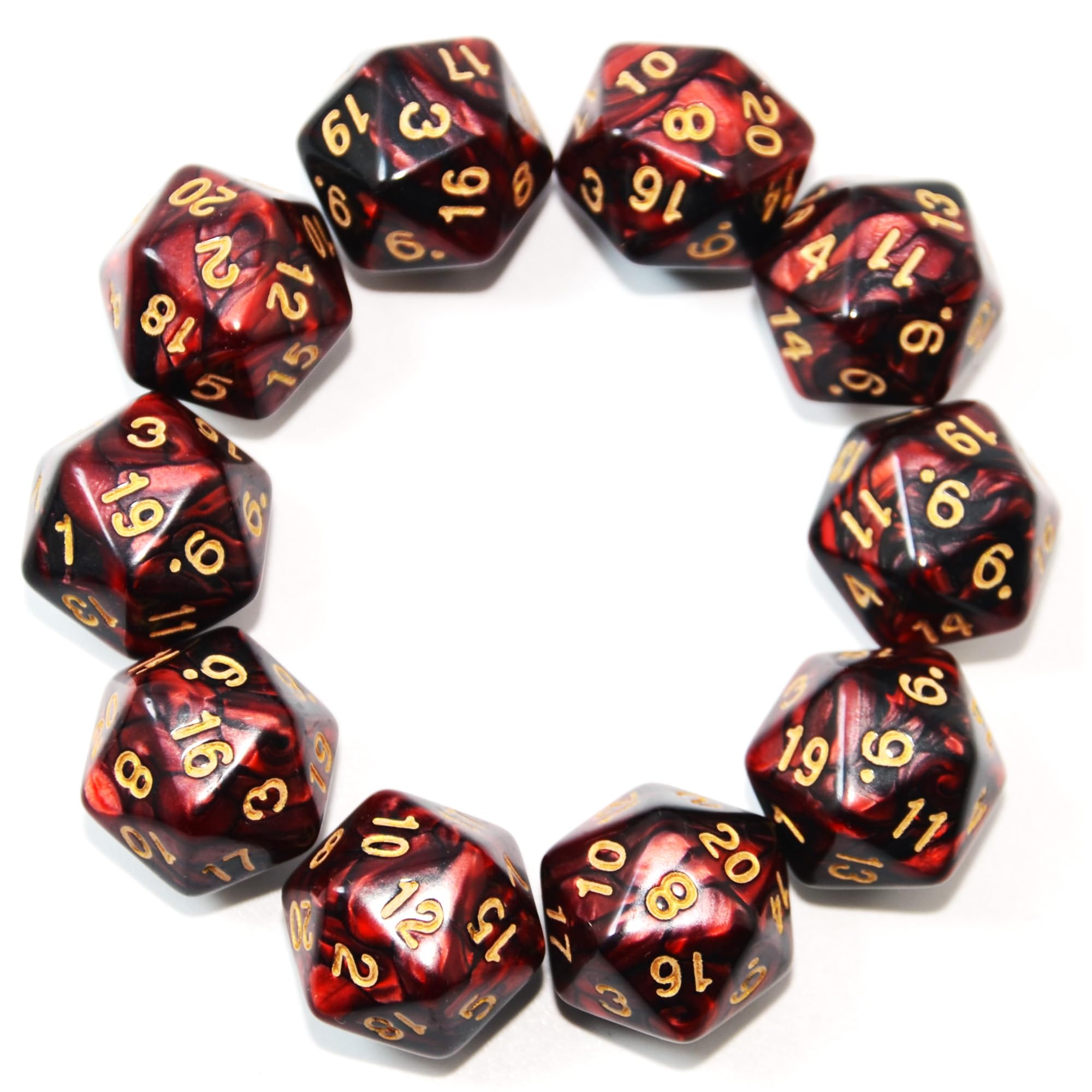 SmartDealsPro 10-Pack 20 Sided Dice D20 Polyhedral Dice for DND RPG MTG Table Game (Color 13)