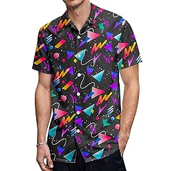 HUGLAZY 80s Outfit Men 90s Shirt Hawaiian Button
