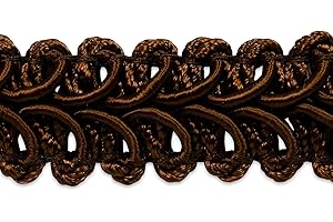 EXPO INTERNATIONAL Trims by The Yard Alice Classic Woven Braid Trim, 1/2-Inch Versatile Trim for Sewing, Washable Decorative Trim for Costumes, Home Decor, Upholstery, 5-Yard Cut, Brown