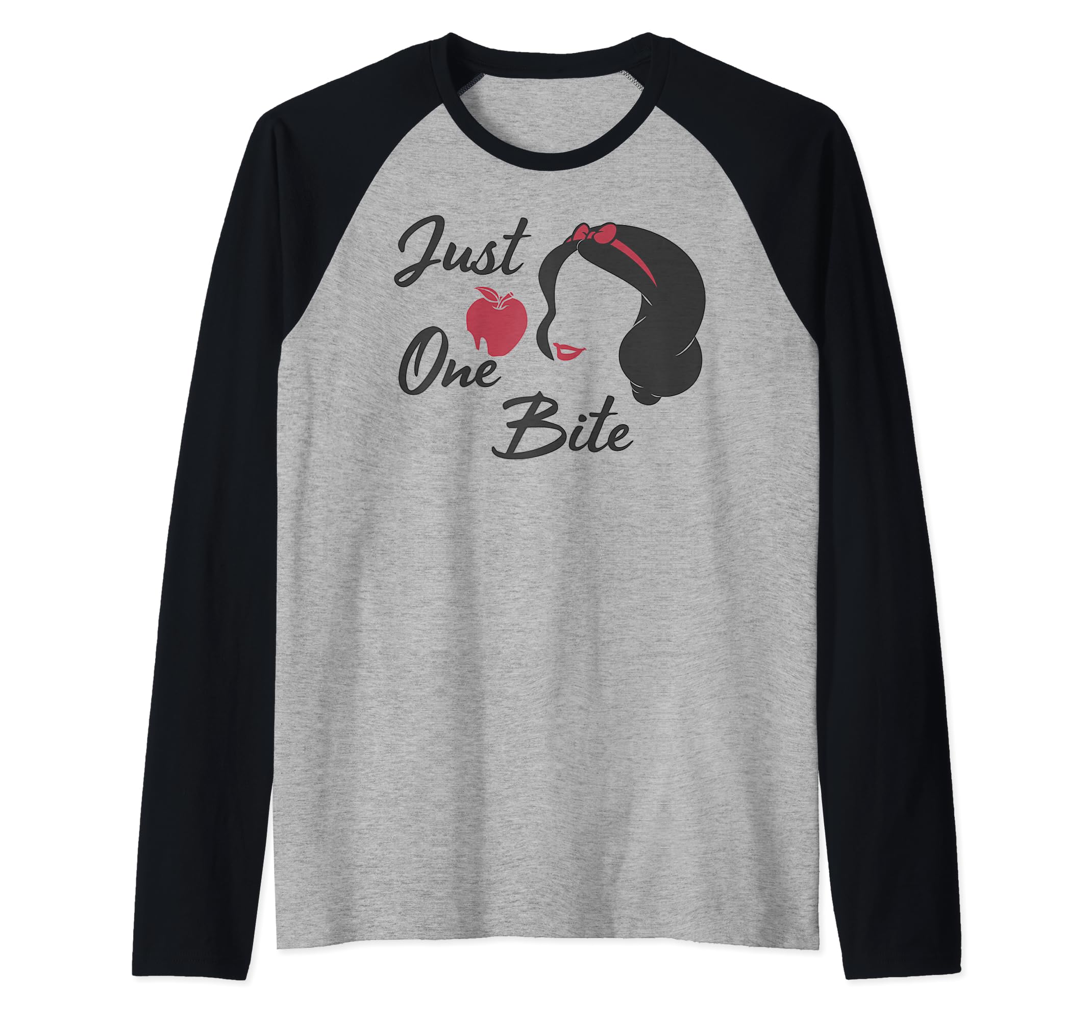 Disney Snow White Just One Bite Head Shot Sketch Raglan Baseball Tee
