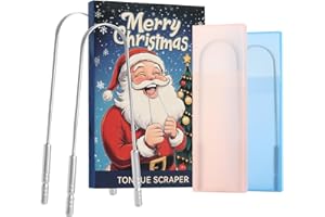 YIMICOO Tongue Scraper for Adults with Multicolor Travel Cases (2 Pack), Stocking Stuffers for Women Men White Elephant Gifts for Who Have Everything, 100% Stainless Steel Tongue Scrubber Tongue Cleaner