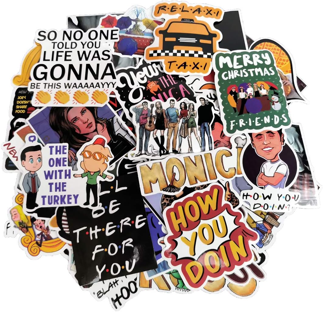 The Funny Office Stickers, 65pcs Waterproof Vinyl Friends Sticker Pack for Laptop Water Bottles Notebook Hydro Flask Computer Guitar Bike Luggage Skateboard