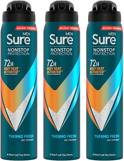 Sure Men Thermo Fresh Antiperspirant 72H Deodorant Spray Alcohol-Free 250ml