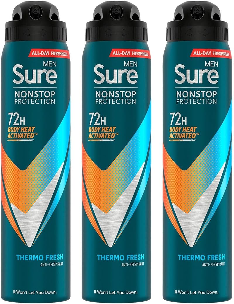 Sure Men Thermo Fresh Antiperspirant 72H Deodorant Spray Alcohol-Free 250ml