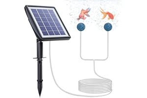 PChero Solar Pond Aerator, 2W & 2200mAh Solar Aquarium Air Pump with 2 Air Stone, 2 Modes Bubbler for Aquarium, Fish Tank, Outdoor Small Pond, Hydroponics