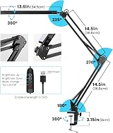 BIENSER LED Desk Lamp with Clamp Swing Arm 3 Color Modes 10 Brightness Levels view 5