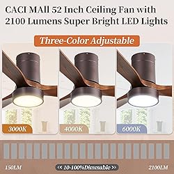 CACI Mall 52 Inch Flush Mount Ceiling Fan with