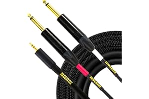 Mogami GOLD 3.5-2TS-10 Stereo Audio Y-Adapter Cable, 3.5mm TRS Plug to Dual 1/4" TS Plugs, Gold Contacts, Straight Connectors, 10 Foot