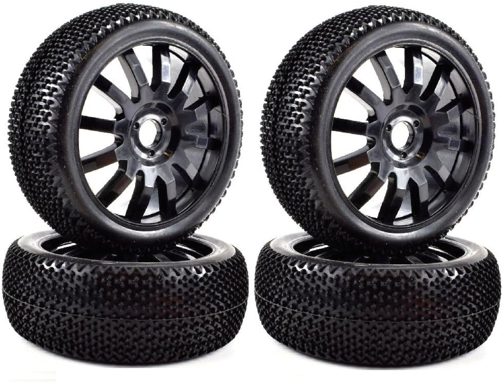 Apex RC Products 1/8 Off-Road Buggy Black 12 Spoke Wheels & Nub Tires - Set of 4#6036