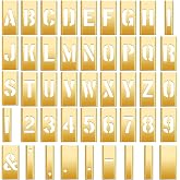 Pelopy 45 Pcs 1 Inch Brass Stencils Letters and Numbers Stencils Set | Interlocking Design, Metal Stencil Set with Symbols, for Curb Painting Tool Labeling Equipment Boxes Signs, DIY Projects