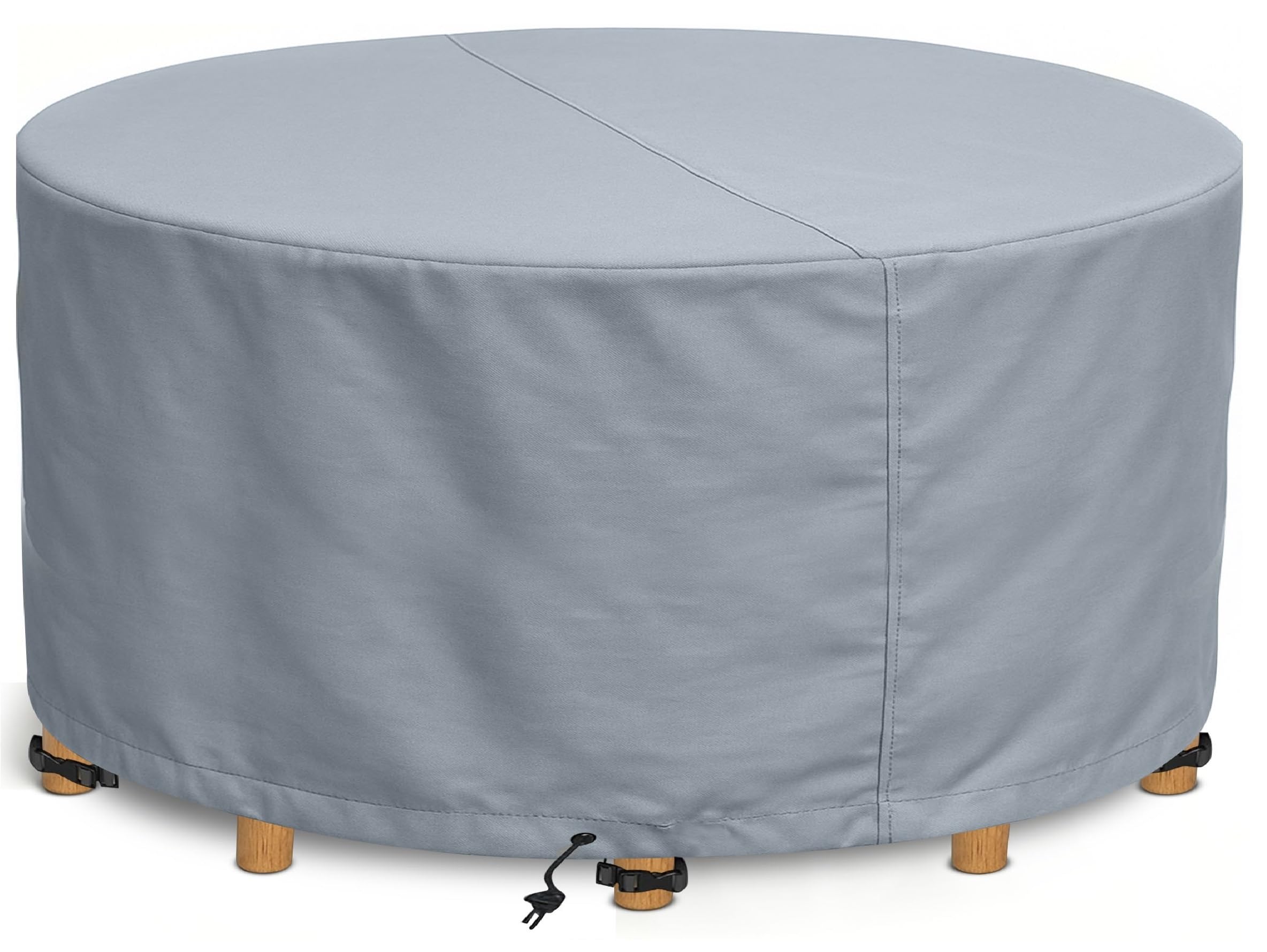 Kingsbridge Round Garden Furniture Table Cover 600D Heavy Duty Fabric, Double Stitching, Waterproof, Anti UV, Breathable, Rip Proof, 150 x 69cm Grey Outdoor Patio Furniture Protector