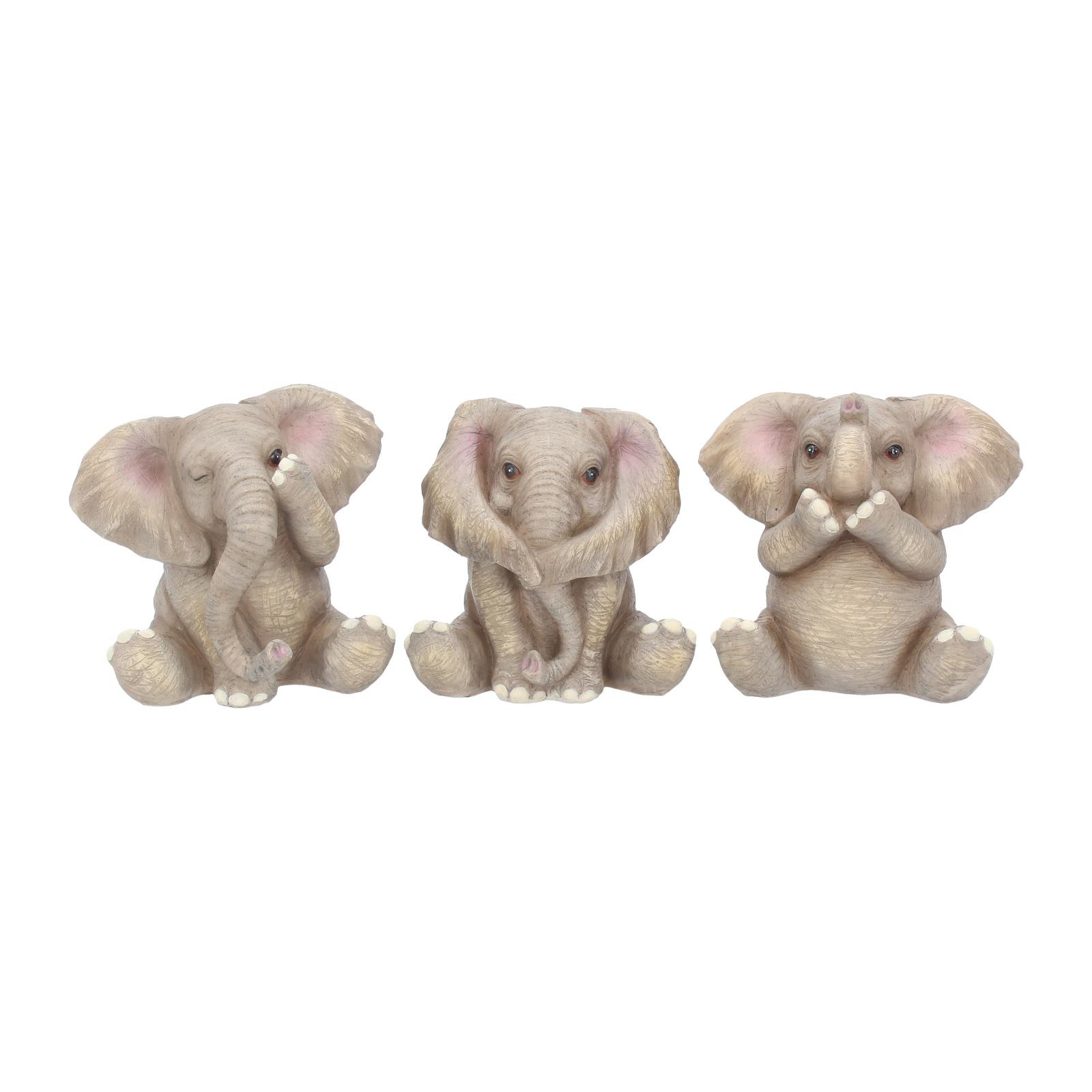 CIME Home Three Baby Elephants Figurine 8cm Grey