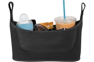 TAHENG Universal Stroller Organizer with Cup Holder Detachable Phone Bag and Shoulder Strap, Vista v2 Stroller Caddy Fits for Stroller Accessories like Uppababy, Baby Jogger, Doona, Nuna Stroller