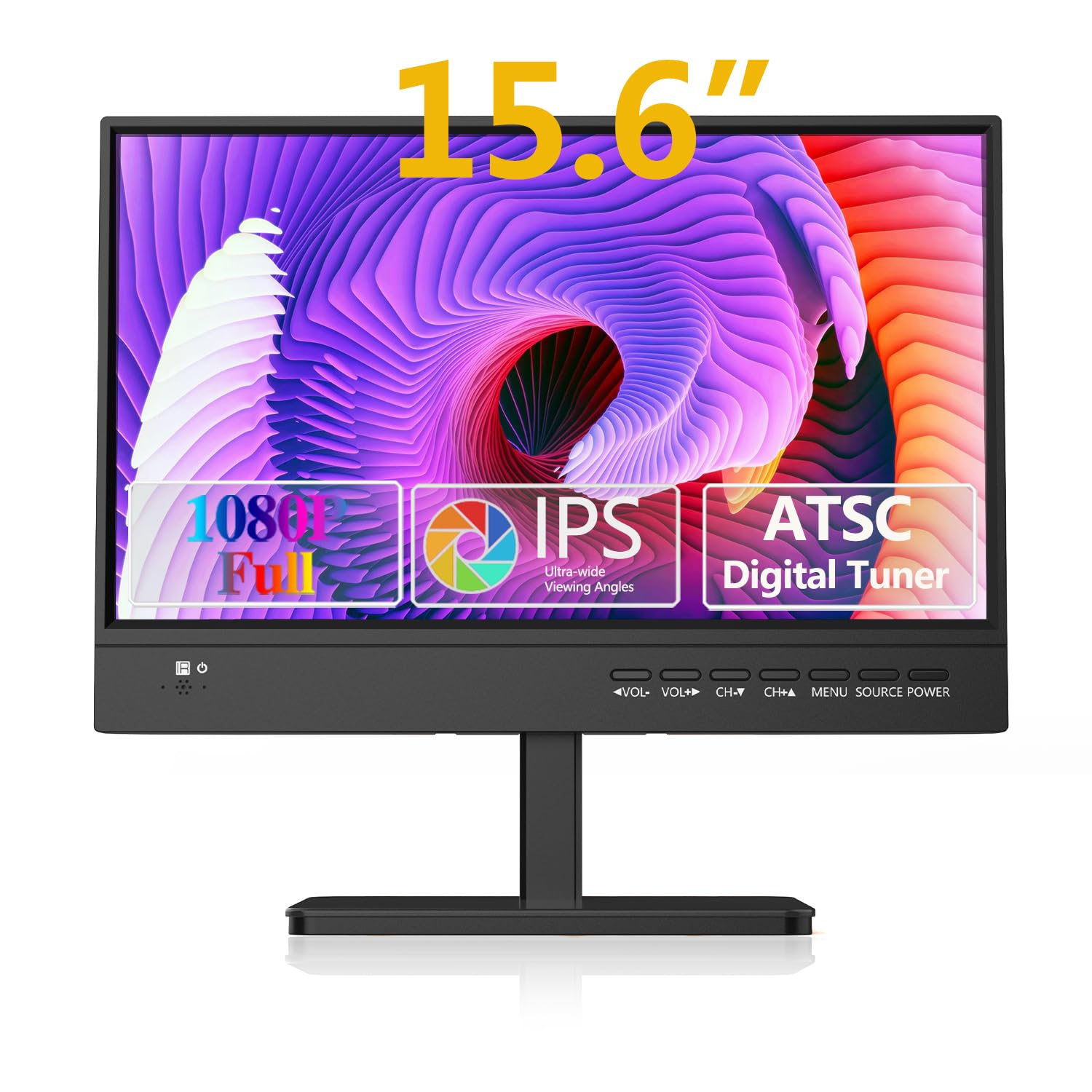 Photo 1 of othoig 15.6 inch Small TV,Flat FHD IPS 1080P Screen TV with Antenna and Digital ATSC Tuner,HDMI/USB/VGA/Port,12 Volt Car Charger Cable/AC Power for Kitchen and Caravan(Non Smart TV)