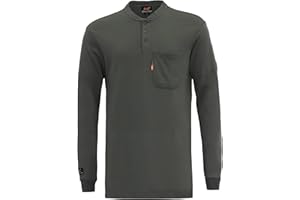 KONRECO FR Shirts for Men Flame Resistant/Fire Retardant CAT2 7oz Cotton Two Tone & Henley Shirt