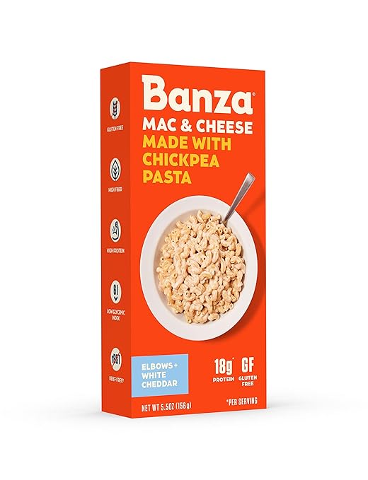 Banza Chickpea Pasta  High Protein Gluten Free Healthy Pasta  Mac & Cheese, Elbows with White Cheddar