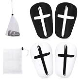 2 Pairs Soccer Shin Guards, 3.15x1.97 Inch Black &amp; White Cross Protective Soccer Shin Pads Mini Football Shin Pads Equipment for Youth Boys Girls Adults