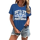 Football Shirts for Women Football Team Fan Tshirts Game Day Outfits Casual Sport Short Tee Tops