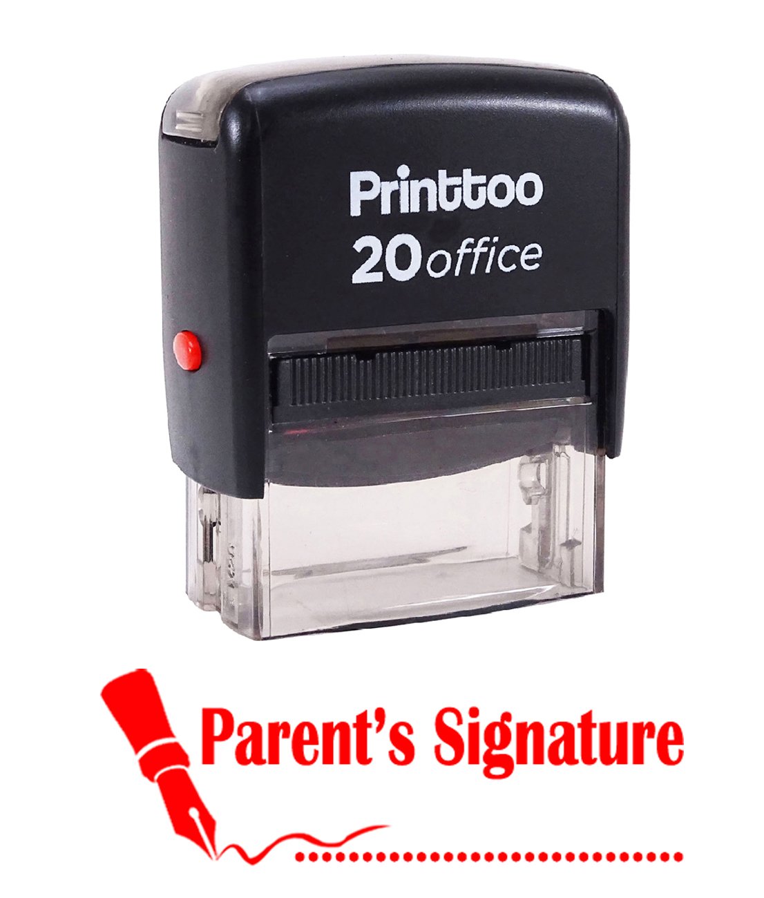 Printtoo Self Inking Rubber Stamp Parent's Signature Office Stationary Custom Stamp-Red