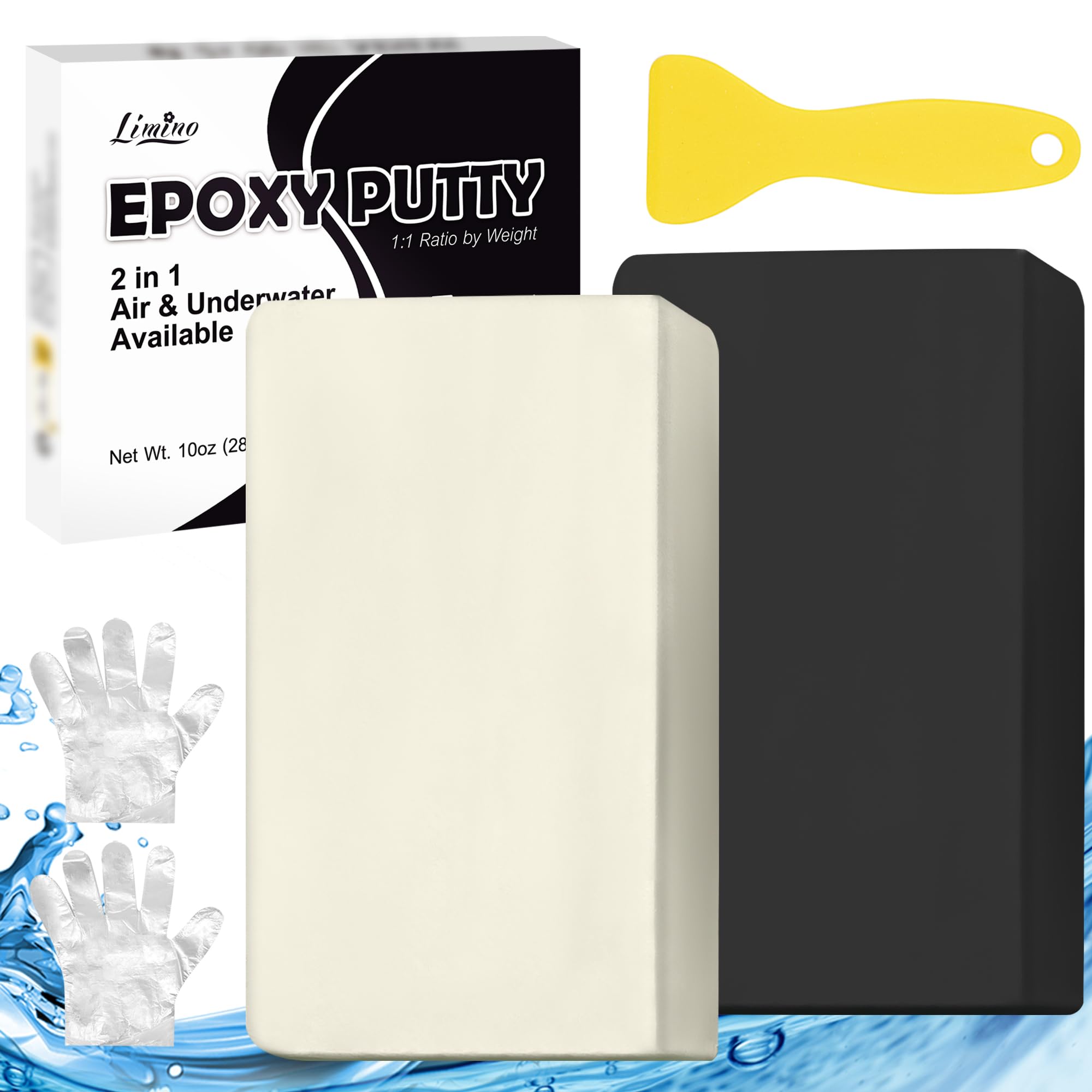 Epoxy Putty, 280g Fast Repair Pool Putty, Underwater or Above Epoxy Repair Clay for Fixing Leaks, Cracks, Filling - 2 Part Sculpt Clay for Bonding Metal, Tile, Ceramics, Plastic (Black)