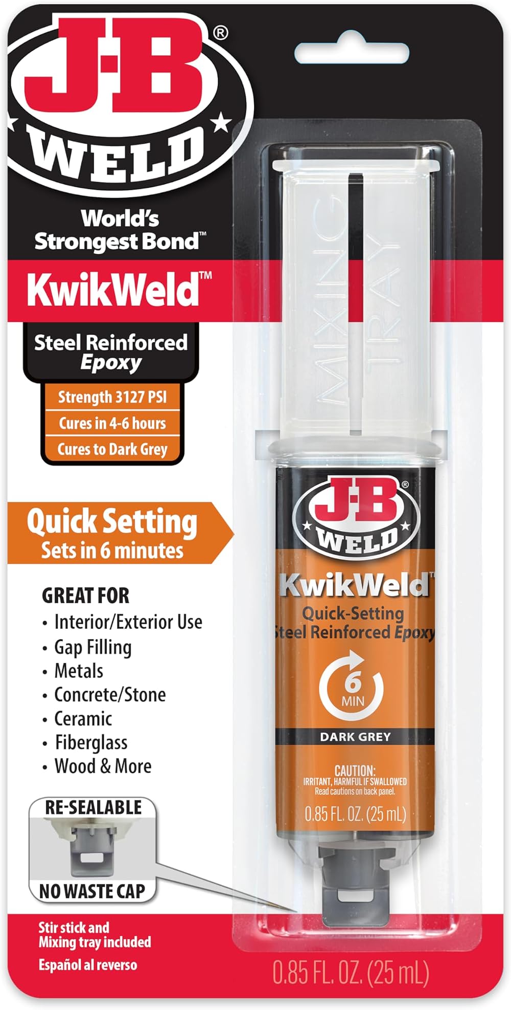 J-B Weld KwikWeld 6 Minute Epoxy for Metal and More 2424 PSI 50176UK