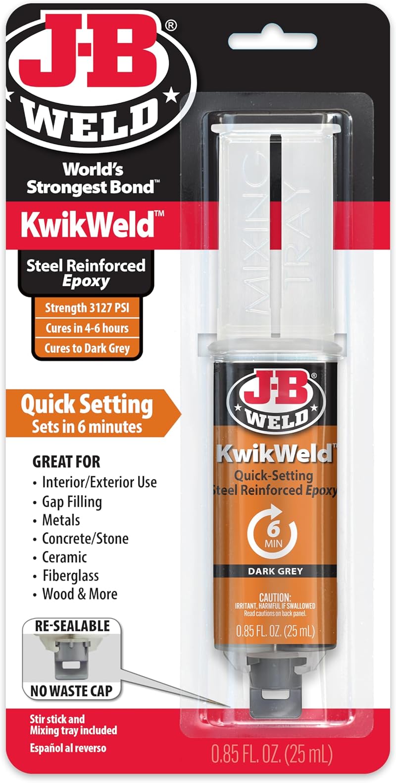 J-B Weld KwikWeld 6 Minute Epoxy for Metal and More 2424 PSI 50176UK