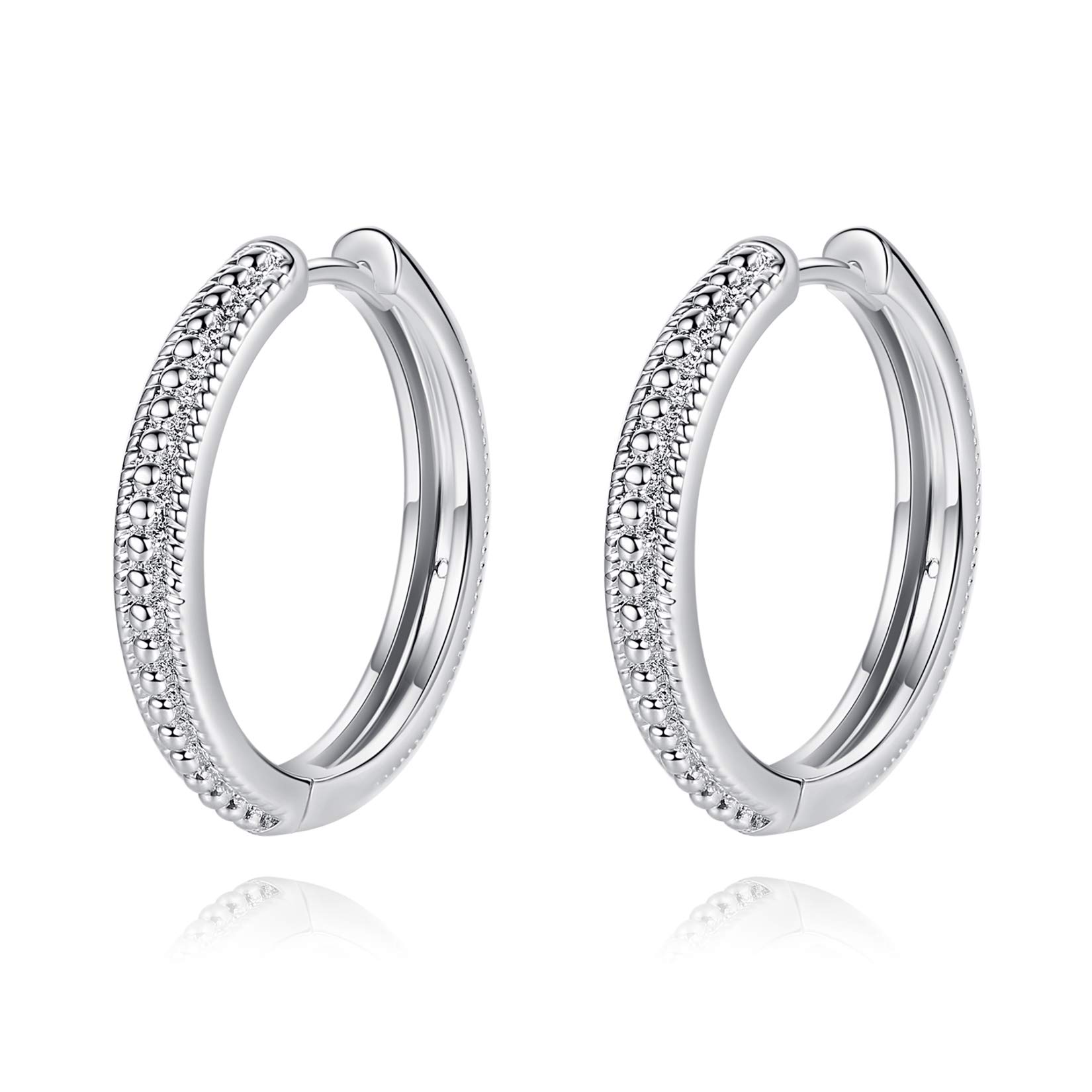 VIKI LYNN Classic Large Hoop Earrings for Women Alloy Silver Tone