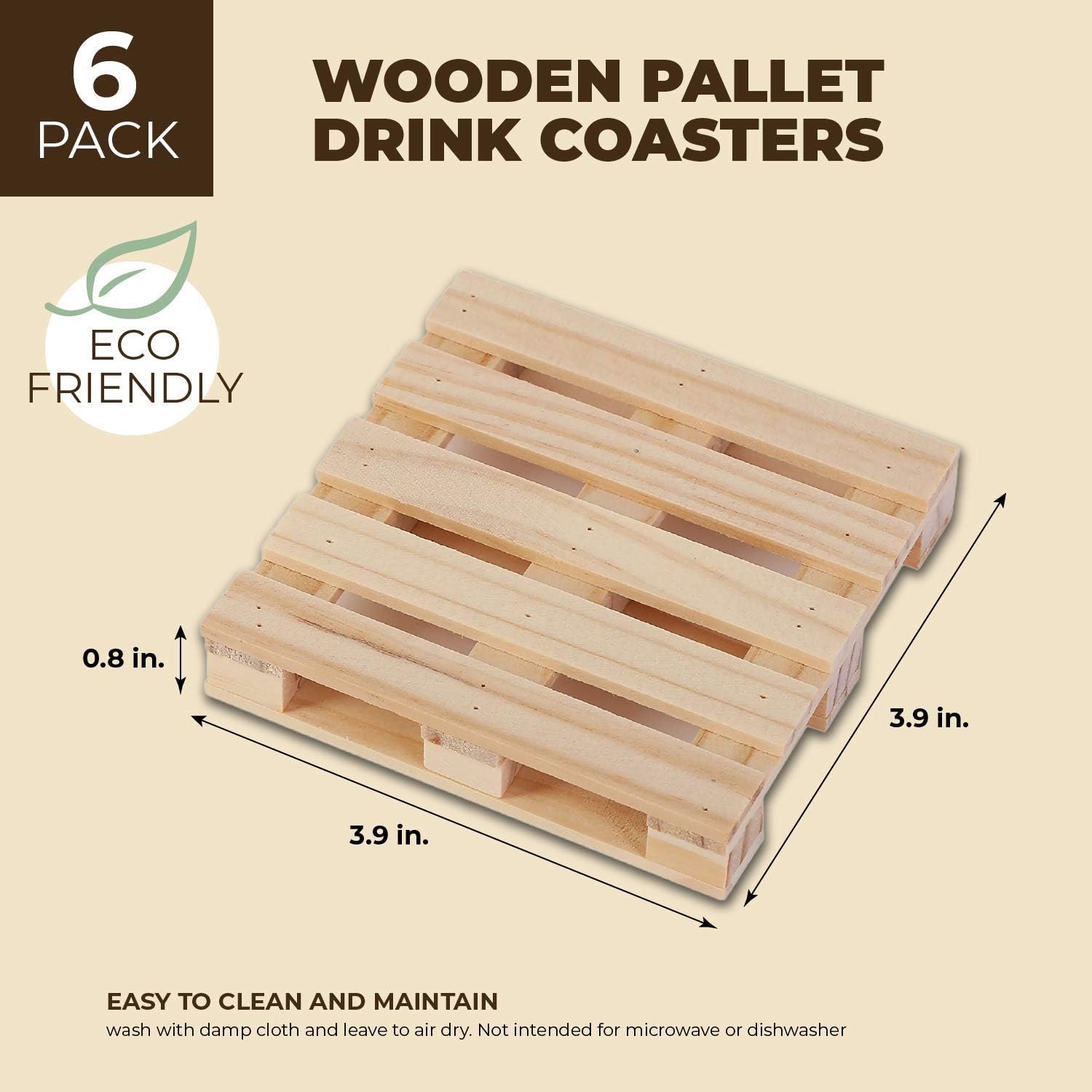 Amazon Com Mini Wooden Pallet Beverage Coasters For Hot And Cold Drinks 6 Pack Kitchen Dining