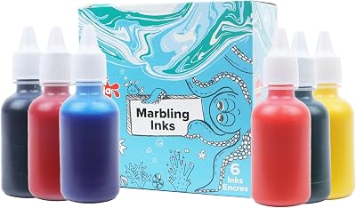 Scola Marbling Ink 6 Assorted Colours 25ml Bottles Marbled Patterns