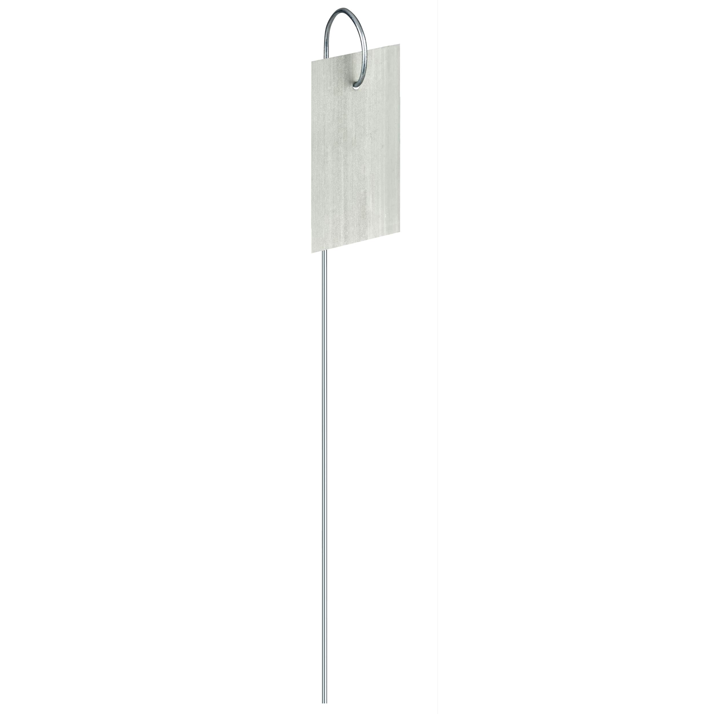 GardenMate Set of 25 weatherproof metal plant labels hanging on a metal rod, Height 25cm, Label Area 7.5 x 3.5 cm