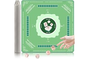 LRDXY UPGRADED Mahjong Mat for Table - 31.5x31.5” Anti Slip Noise Reduction Mahjong Table Mat with Rules, Multi-Game Mat, Mahjong Table Cover for Poker/Board Games/Dominoes, for Christmas Table Decor Gifts